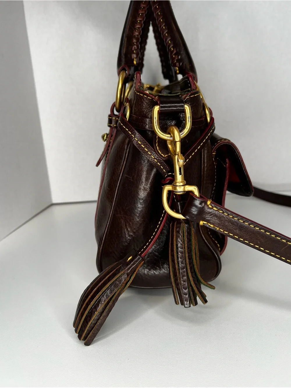 Dooney Bourke Florentine Leather Front Pocket Medium Satchel Bag - Picture 10 of 14